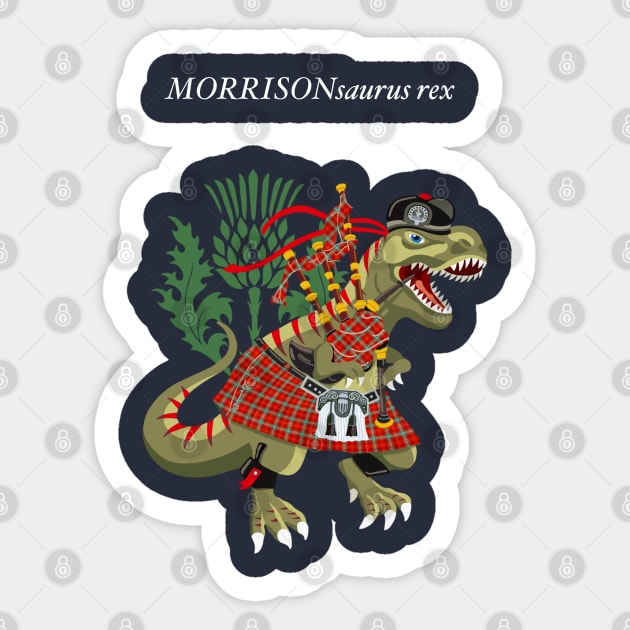 Clanosaurus Rex MORRISONsaurus Rex Morrison Red Family Tartan Scotland Sticker by BullShirtCo